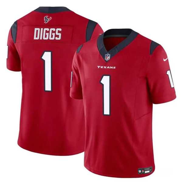 Youth Houston Texans #1 Stefon Diggs Red 2024 F.U.S.E Vapor Untouchable Limited Stitched Jersey Dzhi